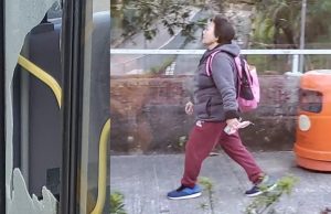 (有片)追巴士失敗 將軍澳婦拎石頭砸車門 網民斥冇戴口罩:乖乖地自首