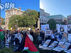 美國大學校園成衝突現場 撐以挺巴示威者對罵 支持巴勒斯坦學生戴口罩隱藏身份