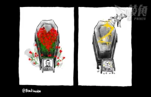 【Badiucao 巴丟草】漫畫《兩個葬禮 》 紀念遇害的俄羅斯反對派領袖 納瓦尼