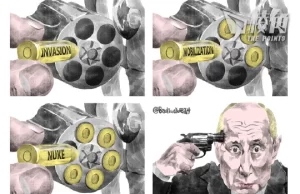 【Badiucao 巴丟草】Cartoon on Putin and his nuke threatening.